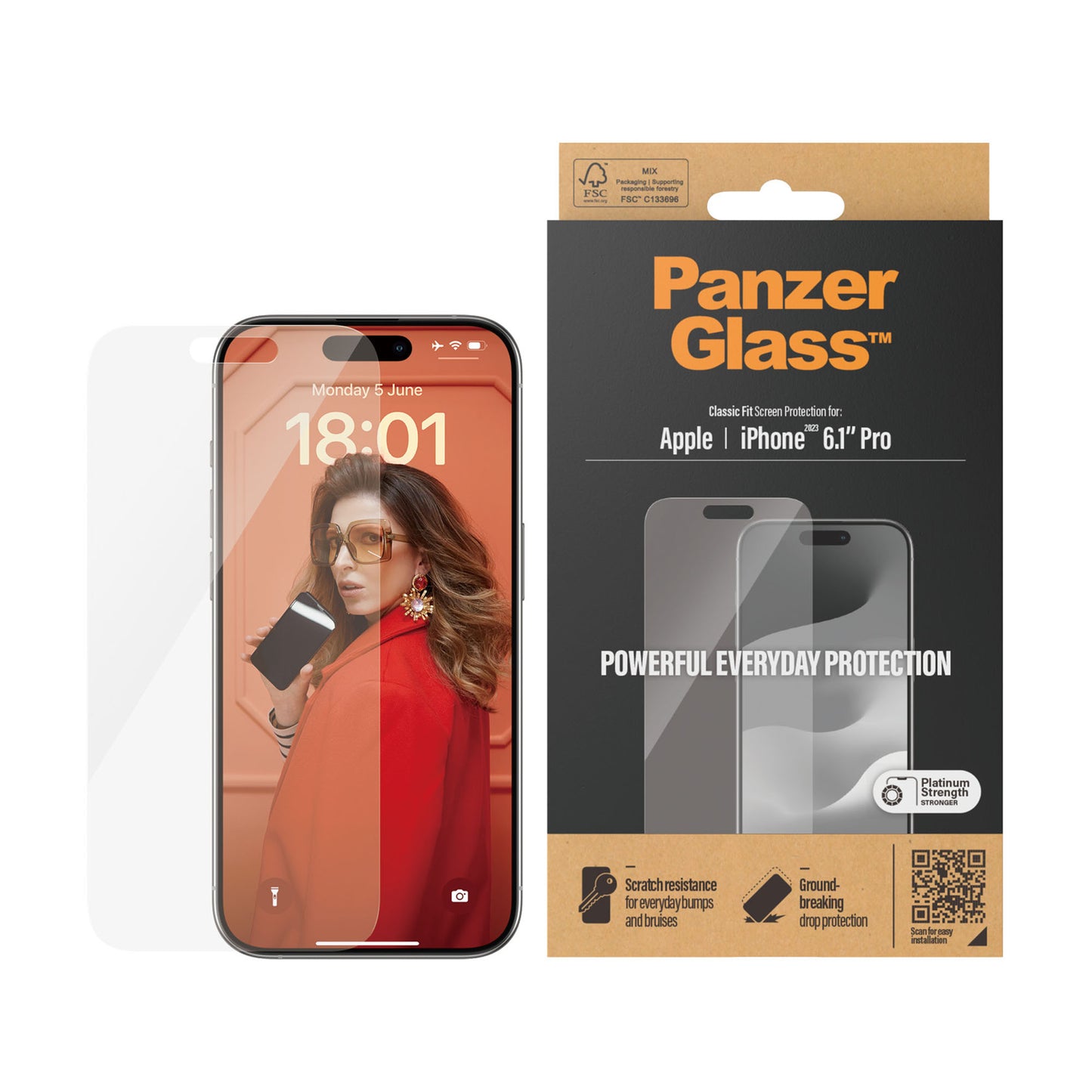 PANZERGLASS Classic Fit for iPhone 15 Pro - Clear