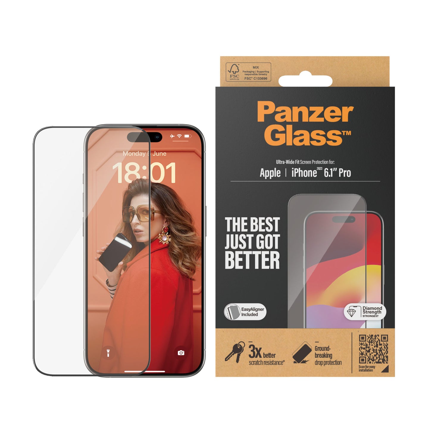 PANZERGLASS Ultra-Wide Fit for iPhone 15 Pro - Clear