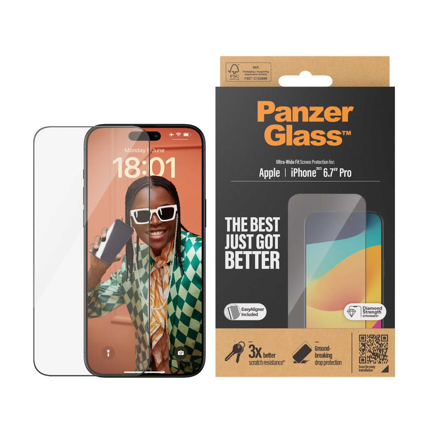 PANZERGLASS Ultra-Wide Fit for iPhone 15 Pro Max - Clear