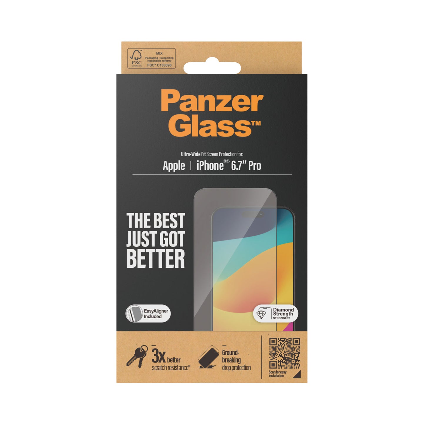 PANZERGLASS Ultra-Wide Fit for iPhone 15 Pro Max - Clear