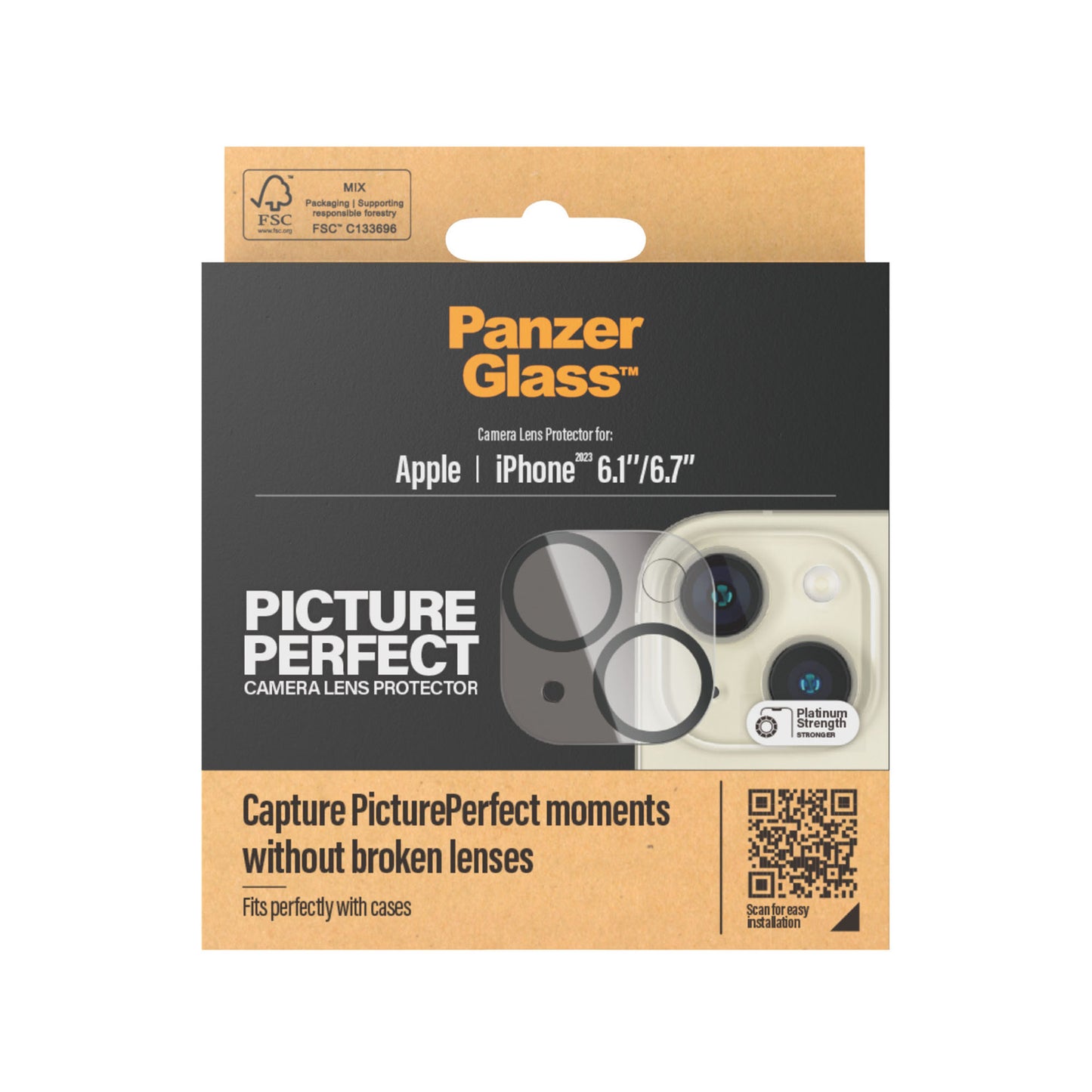 PANZERGLASS PicturePerfect Camera Lens Protector for iPhone 15 / 15 Plus - Black