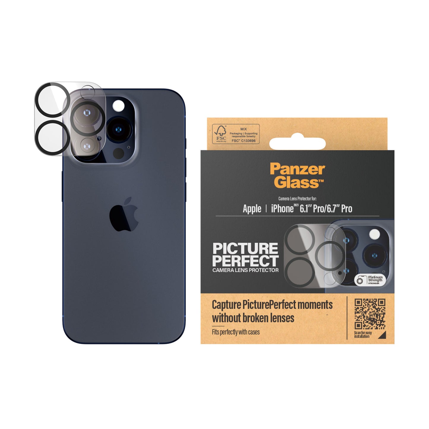 PANZERGLASS PicturePerfect Camera Lens Protector for iPhone 15 Pro / 15 Pro Max - Black