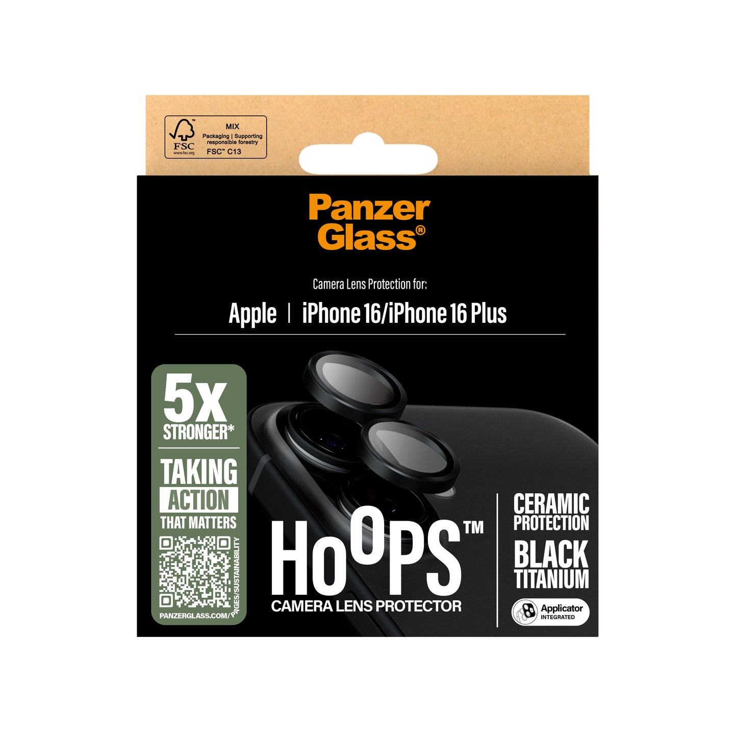 PANZERGLASS Hoops Camera Lens Protector iPhone 16 / 16 Plus - Ceramic