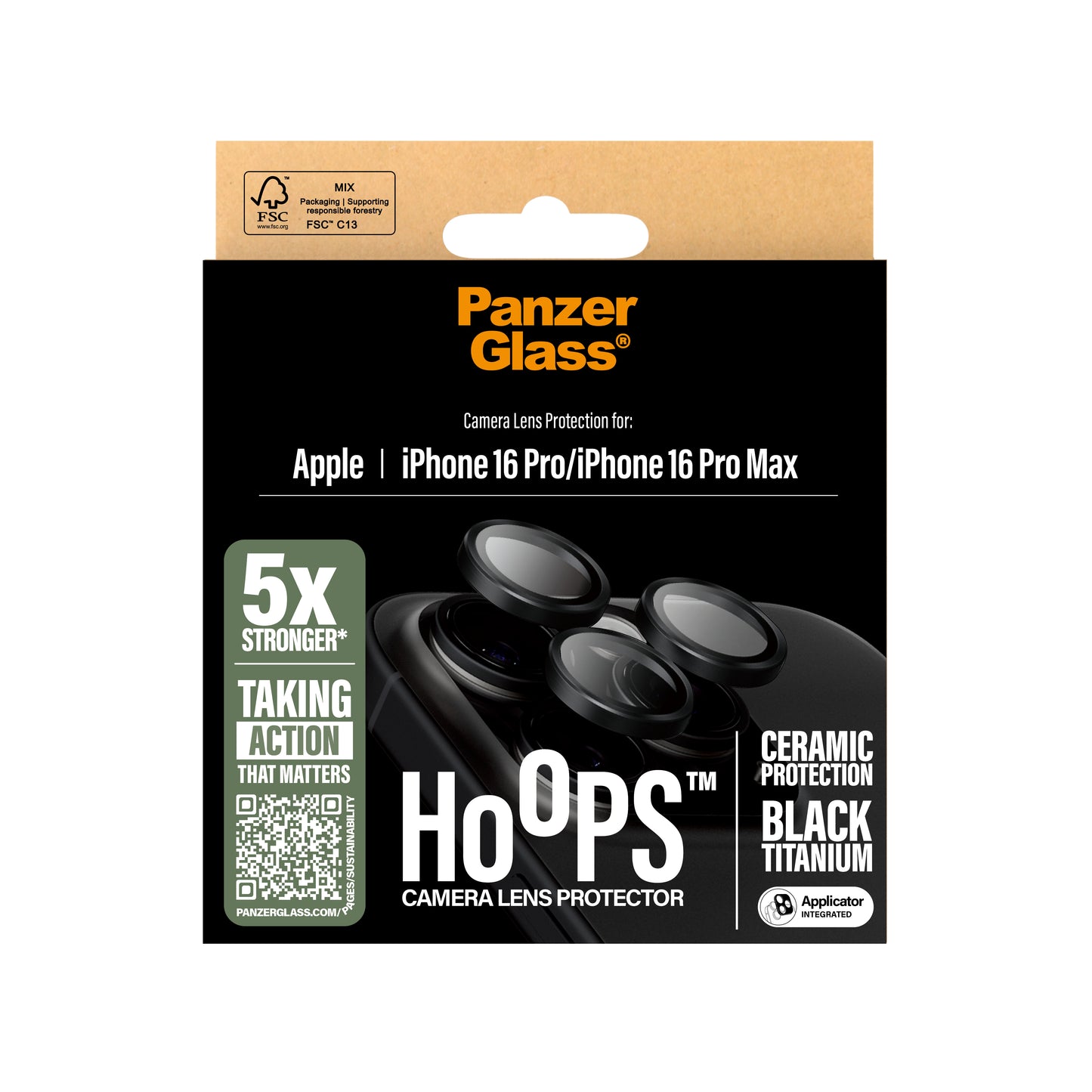 PANZERGLASS Hoops Camera Lens Protector iPhone 16 Pro / 16 Pro Max - Ceramic