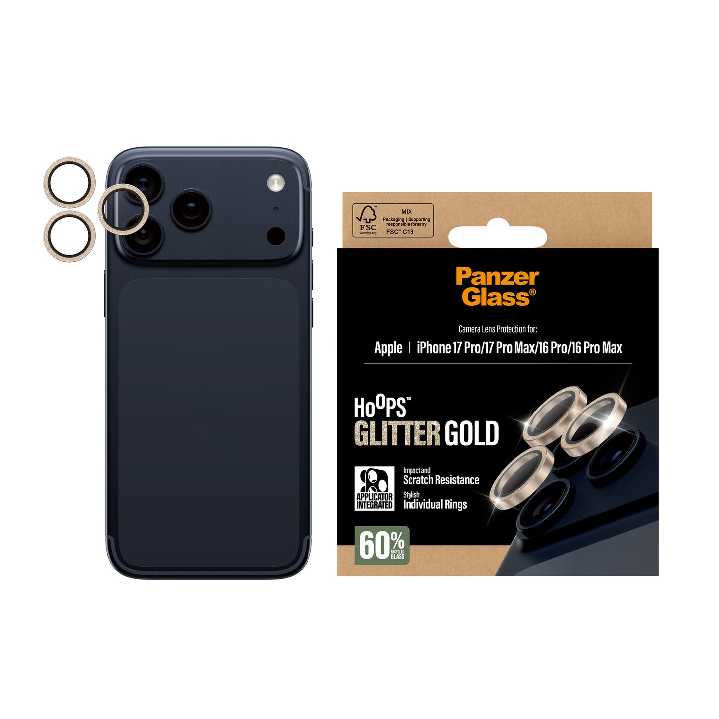 PANZERGLASS Hoops Camera Lens Protector iPhone 17 Pro / 17 Pro Max / 16 Pro / 16 Pro Max - Gold