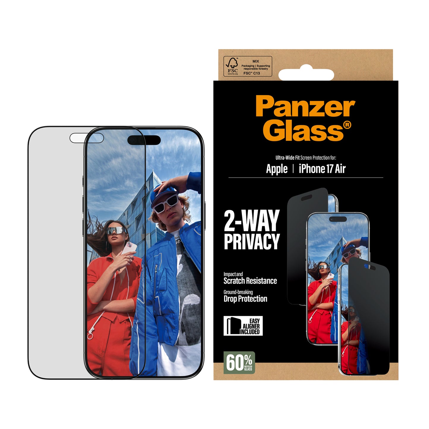 PANZERGLASS Ultra-Wide Fit Screen Protector for iPhone Air - Privacy