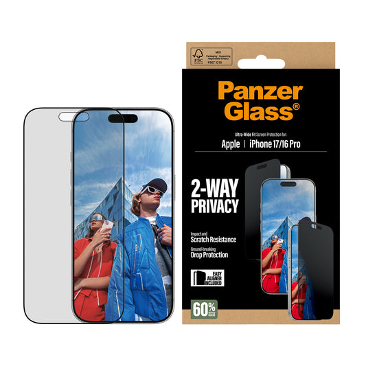 PANZERGLASS Ultra-Wide Fit Screen Protector for iPhone 17 / 16 Pro - Privacy
