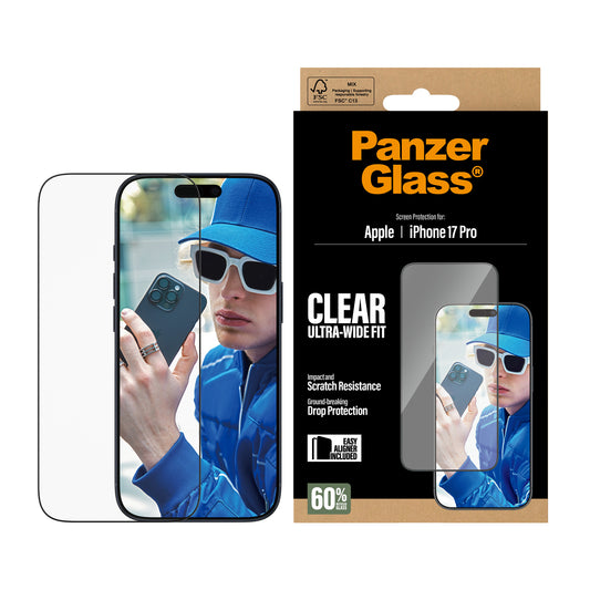 PANZERGLASS Ultra-Wide Fit Screen Protector for iPhone 17 Pro - Clear
