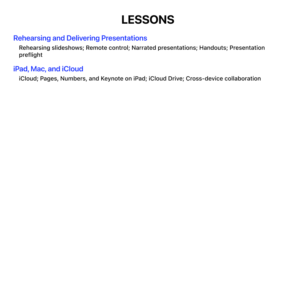 Pages, Numbers and Keynote