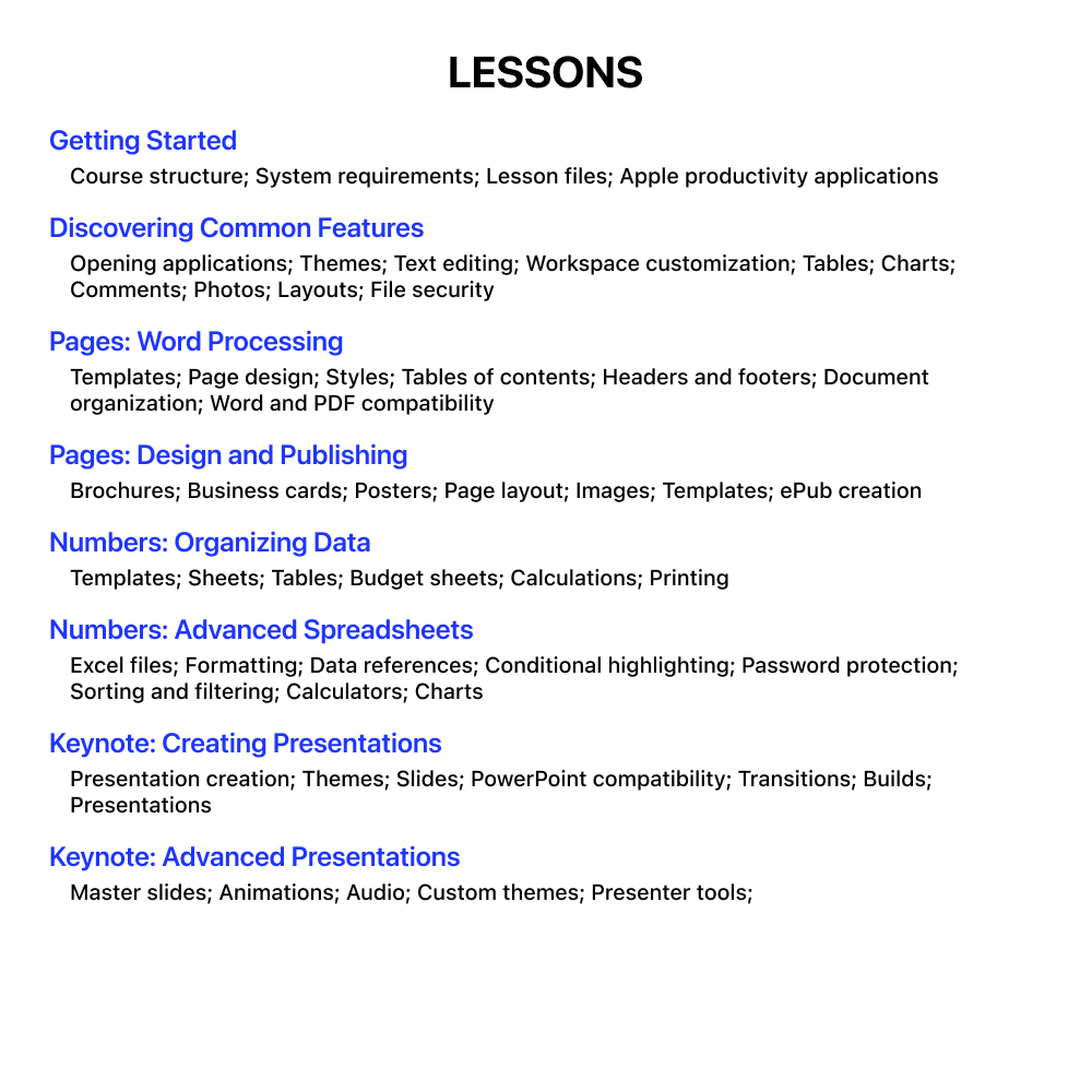 Pages, Numbers and Keynote