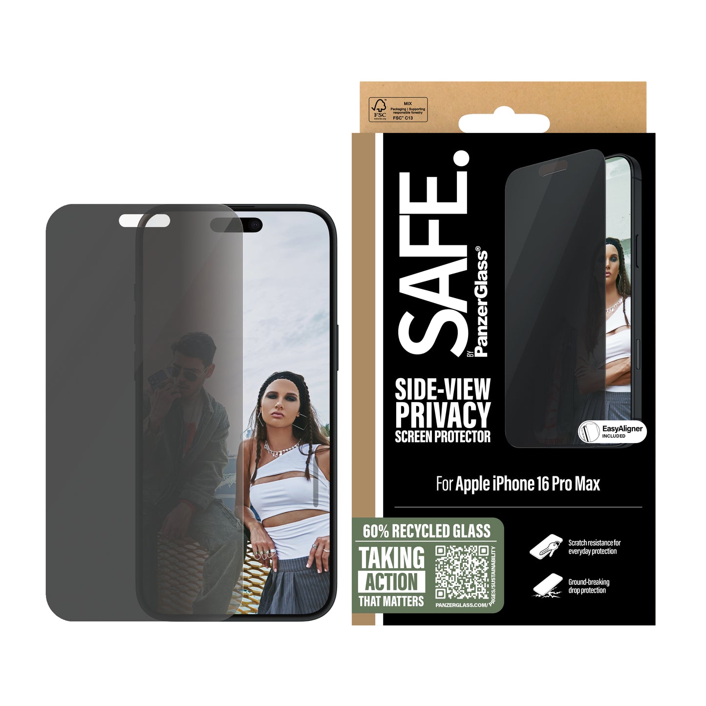 SAFE. BY PANZERGLASS Ultra-Wide Fit Screen Protector for iPhone 16 Pro Max - Privacy