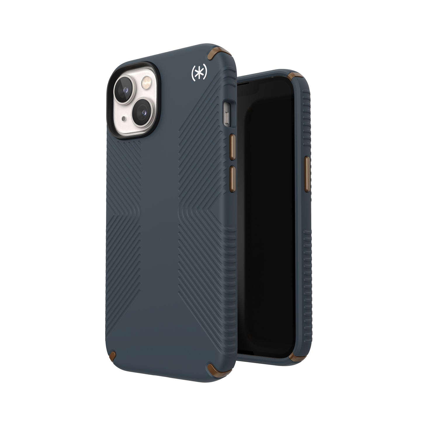 SPECK Presidio2 Grip Case for iPhone 14 - Charcoal/Cool Bronze/White