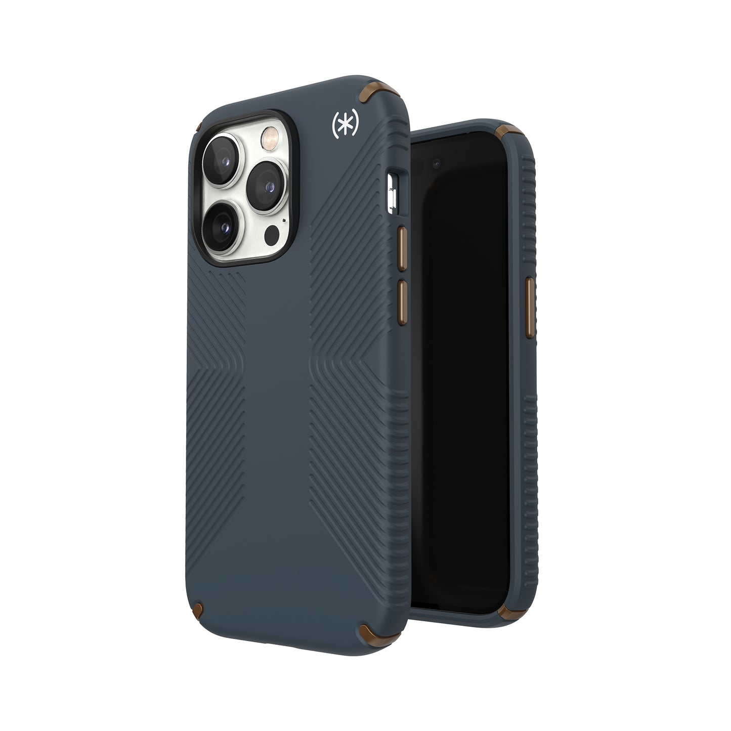 SPECK Presidio2 Grip Case for iPhone 14 Pro - Charcoal/Cool Bronze/White