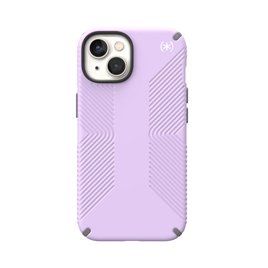 SPECK Presidio2 Grip Case for iPhone 14 - Spring Purple/Cloudy Grey/White