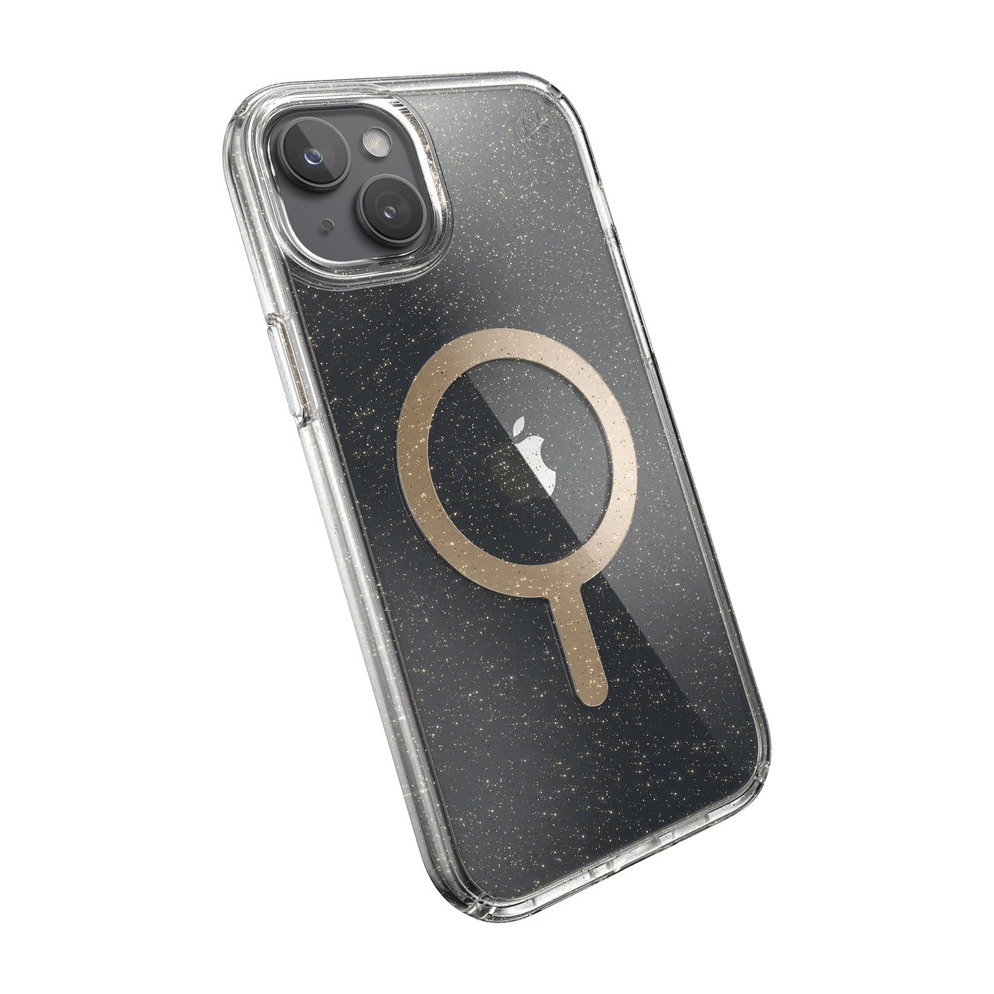 SPECK Presidio Lux Glitter with MagSafe for iPhone 15 Plus - Clear/Gold Glitter/Beige Sweater
