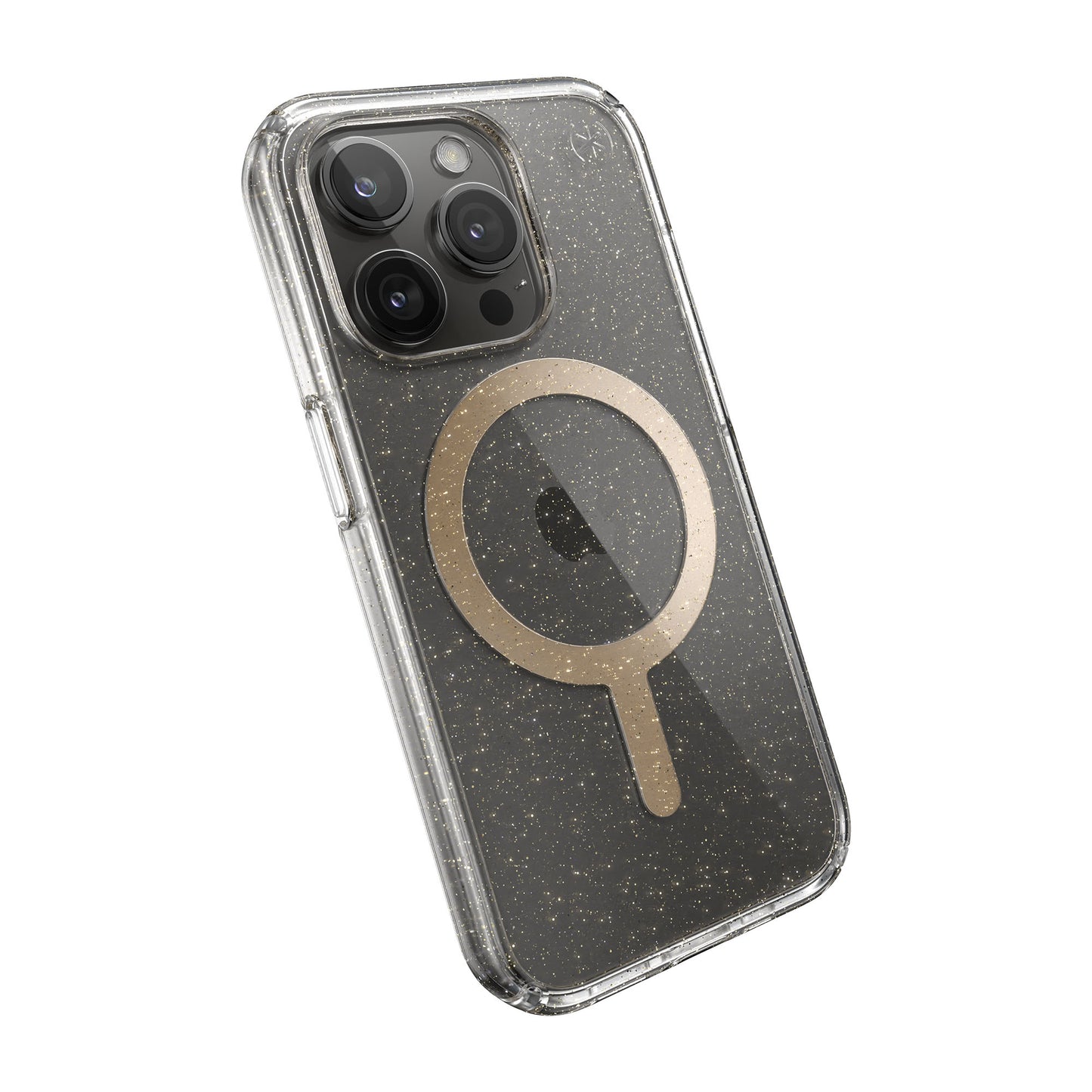 SPECK Presidio Lux Glitter with MagSafe for iPhone 15 Pro - Clear/Gold Glitter/Beige Sweater