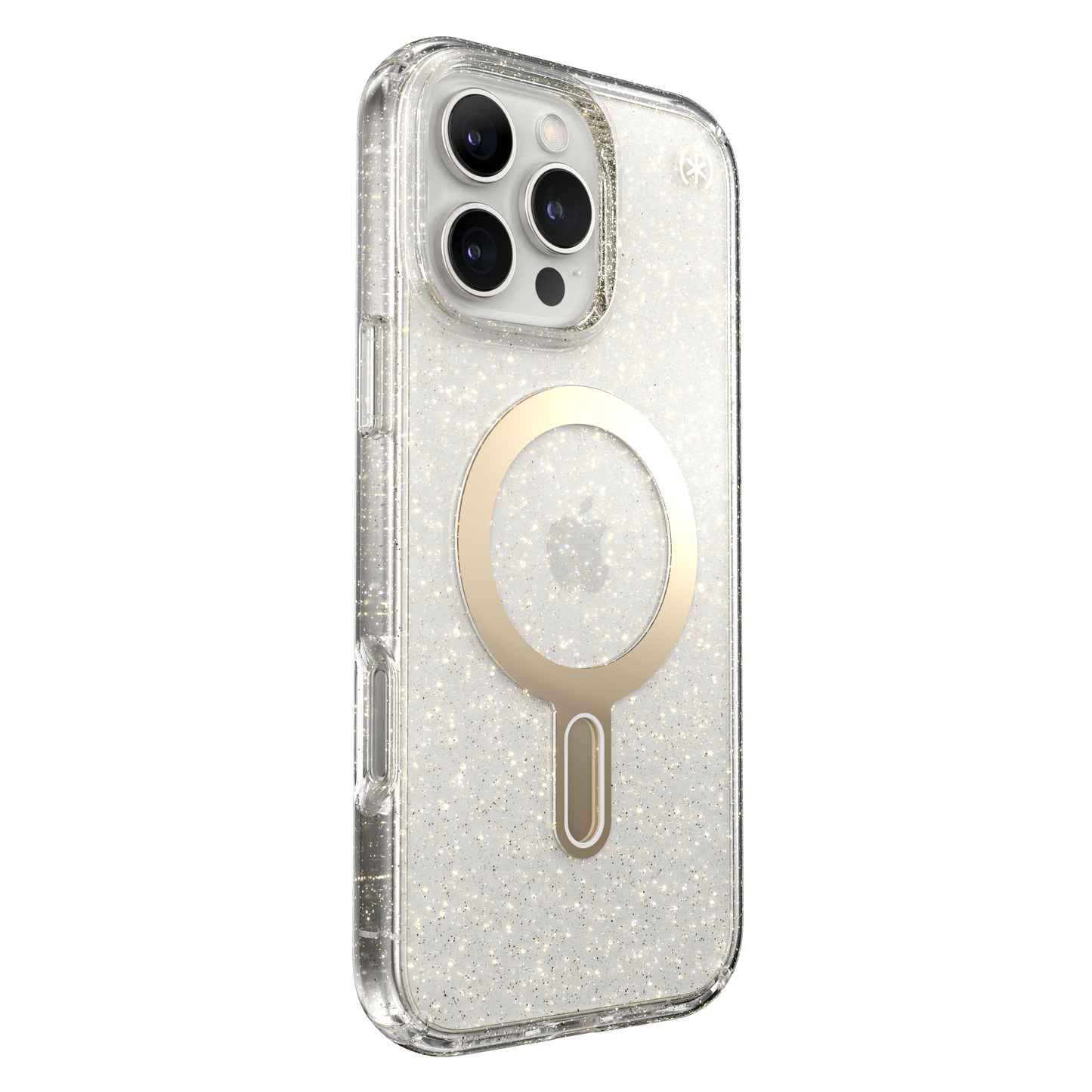 SPECK Presidio Lux Glitter MagSafe + ClickLock Case for iPhone 16 Pro Max - Clear/Gold Glitter