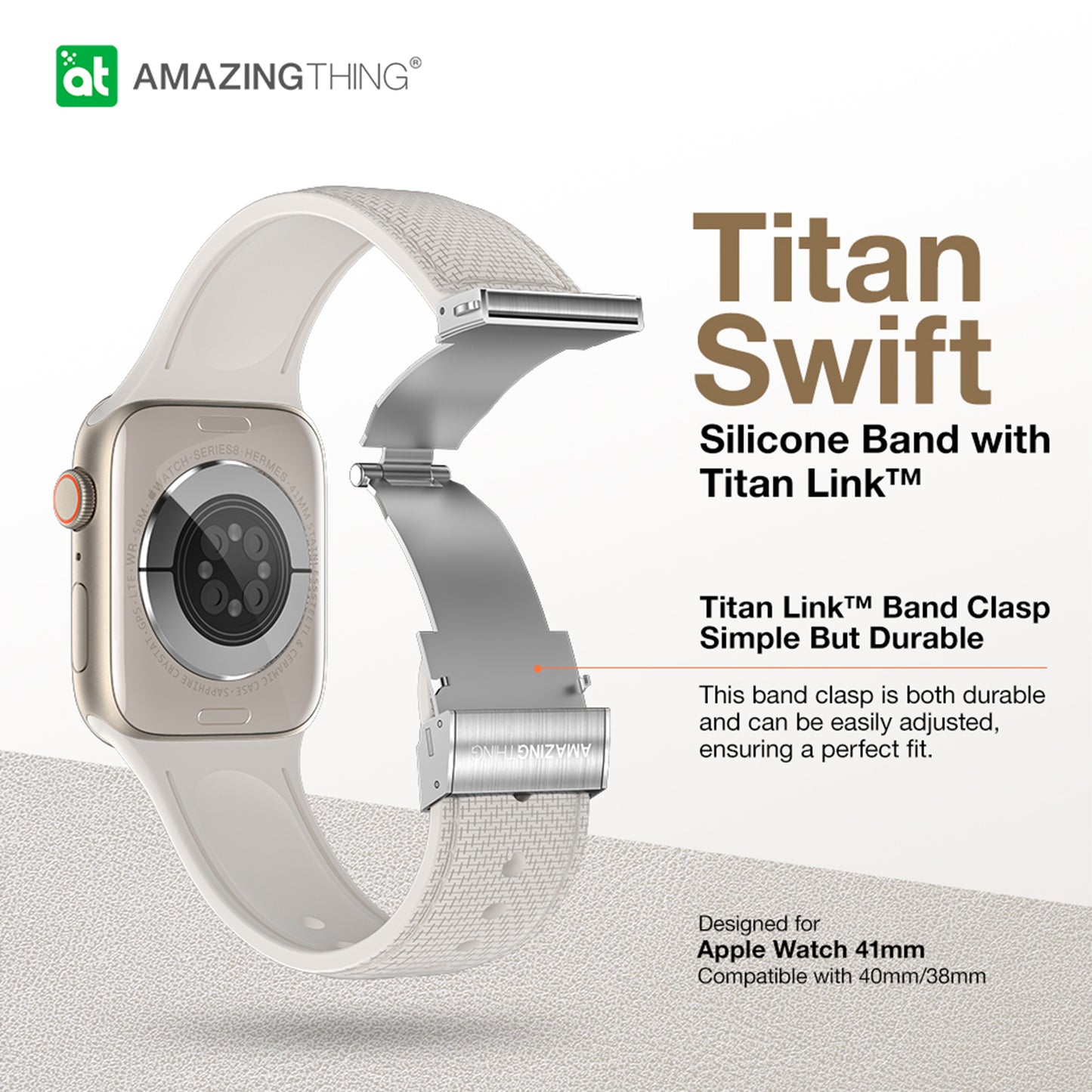 AMAZINGTHING Titan Swift Watch Strap for Apple Watch 38/40/41mm Ð Light Gray