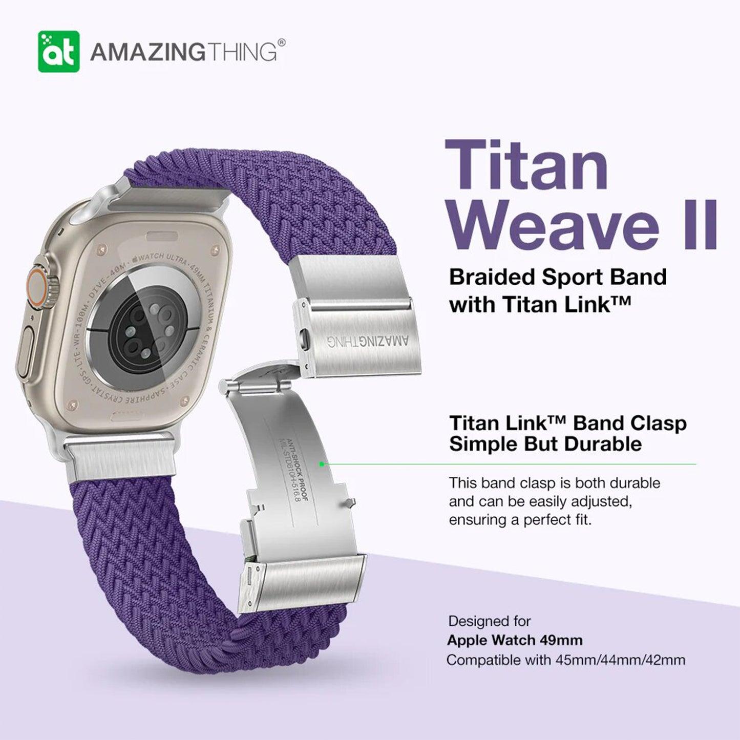 AMAZINGTHING Titan Weave II Watch Strap for Apple Watch 38/40/41mm - Purple