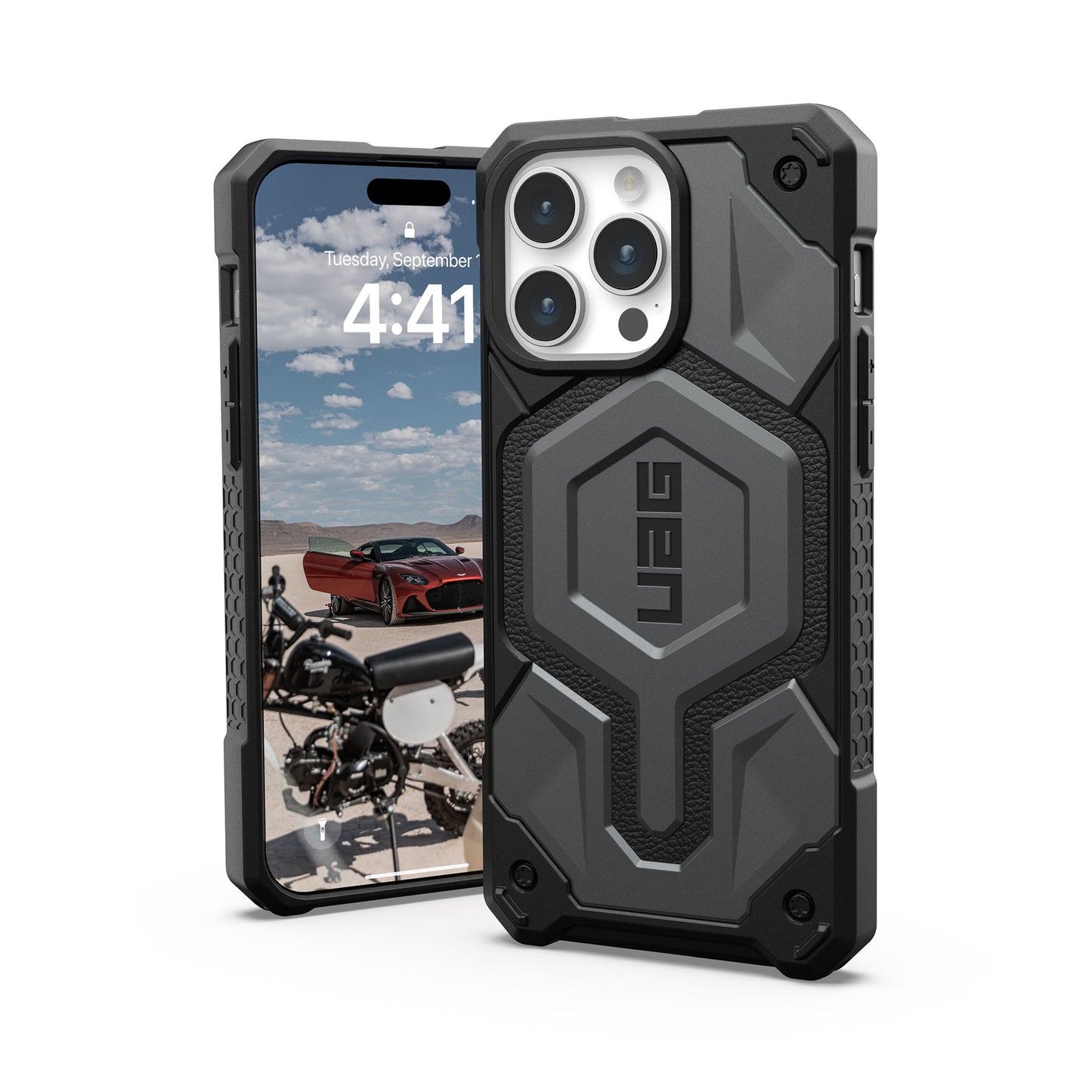 UAG Monarch Pro MagSafe Case for iPhone 15 Pro Max - Silver