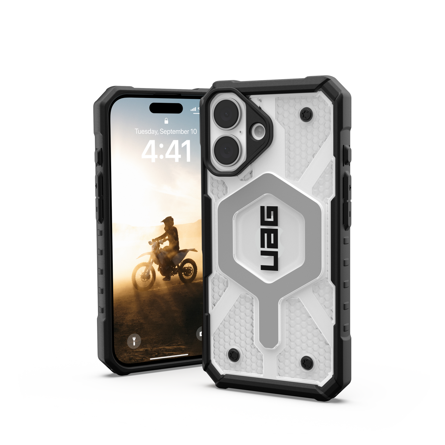 UAG Pathfinder Clear MagSafe Case for iPhone 16 - Ice/Silver