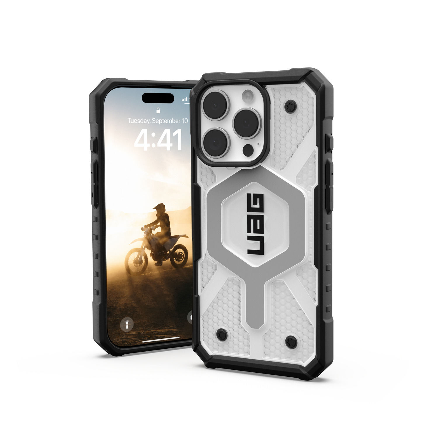 UAG Pathfinder Clear MagSafe Case for iPhone 16 Pro - Ice/Silver