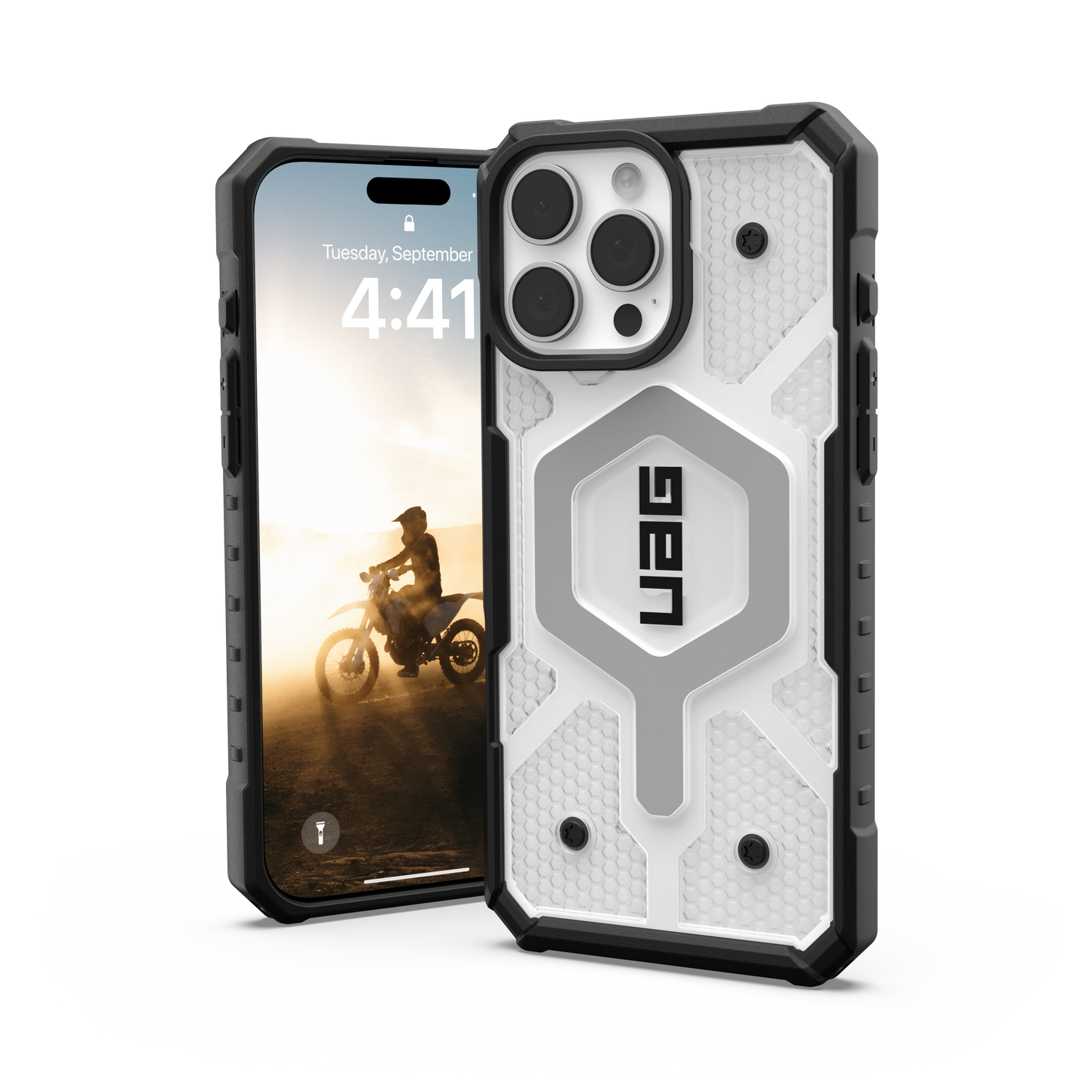 UAG Pathfinder Clear MagSafe Case for iPhone 16 Pro Max - Ice/Silver