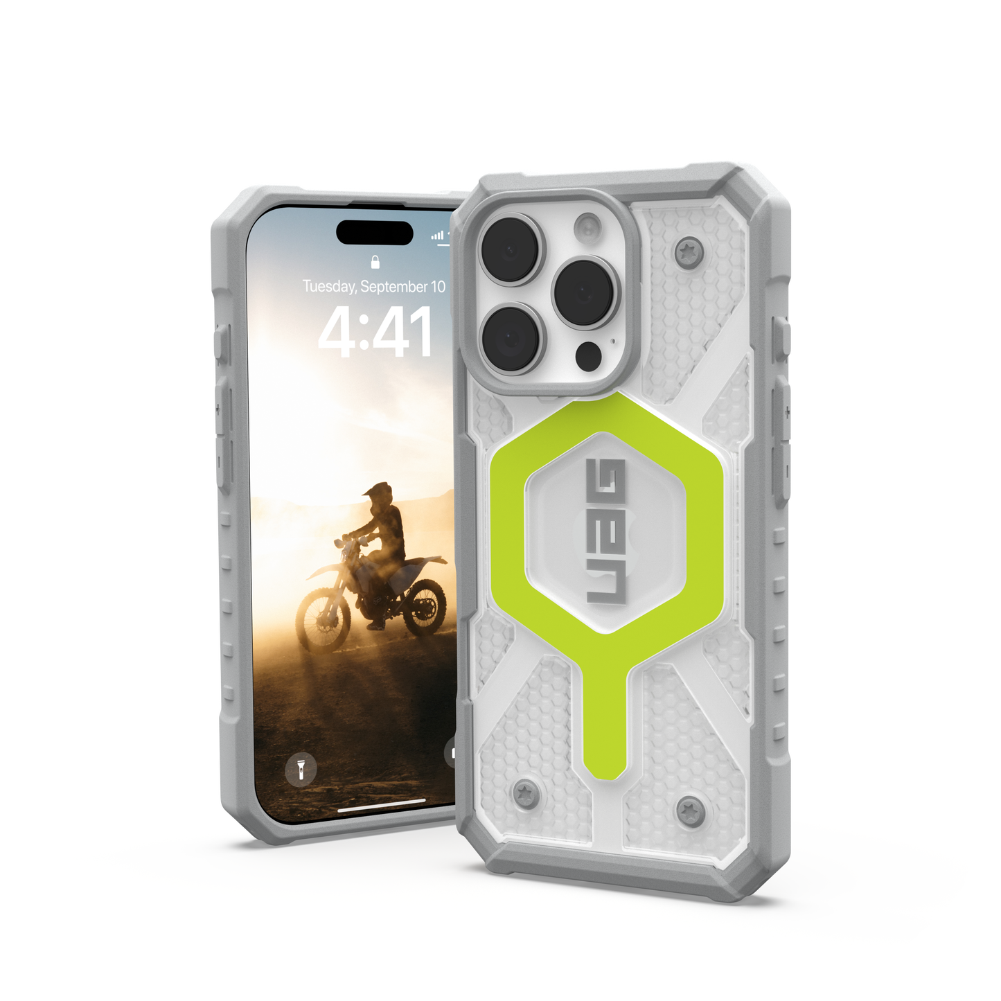 UAG Pathfinder Clear MagSafe Case for iPhone 16 Pro - Active Neon